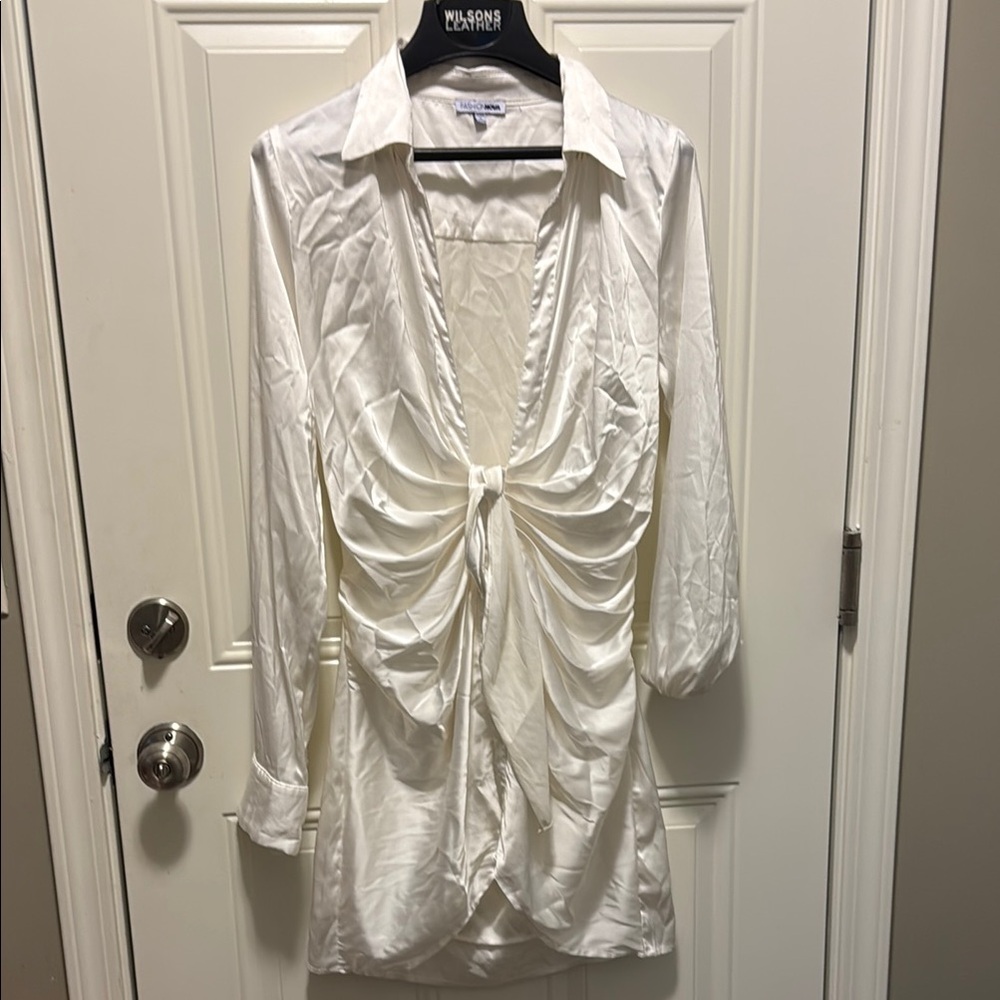 Fashion Nova White Ruched Blouse